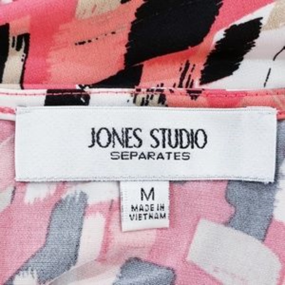 JONES STUDIO pink/peach/black print sleeveless top ✔medium - Picture 4 of 5